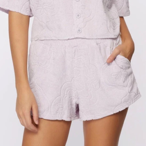 NWT O’Neill Cabana Tile Terrycloth Pull On Shorts in Purple - Picture 3 of 9